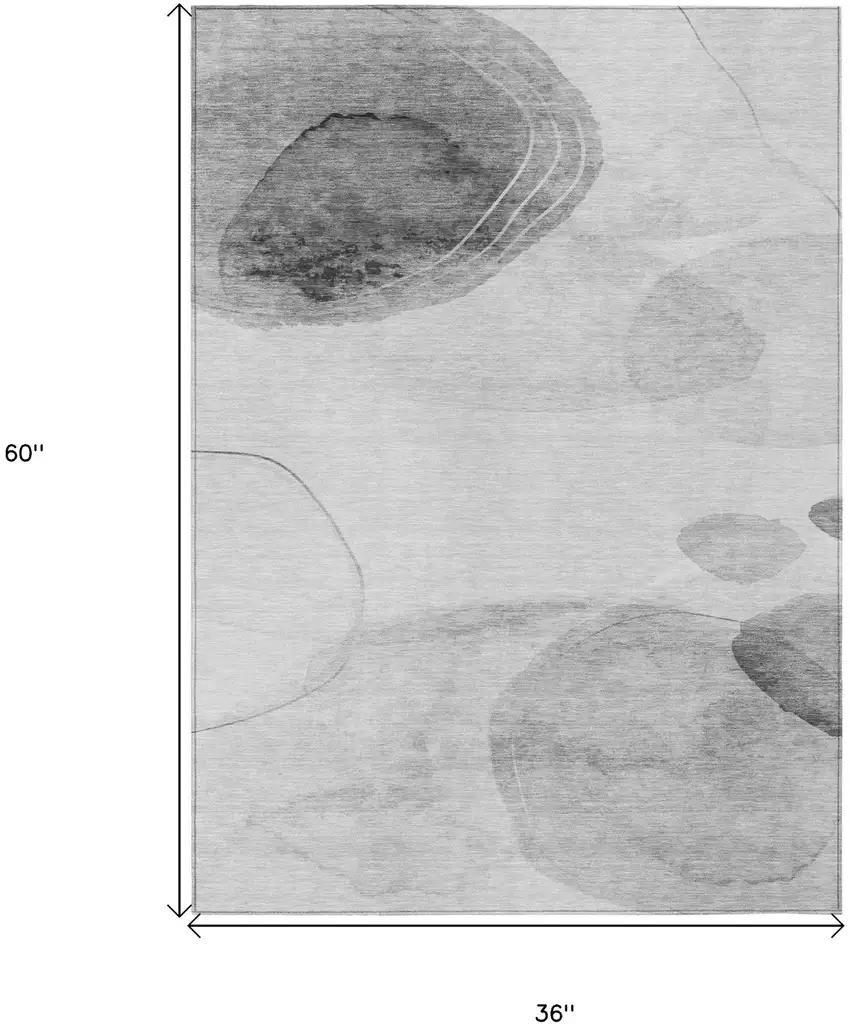 Gray and Light Gray Abstract Washable Non Skid Indoor Outdoor Area Rug Photo 3