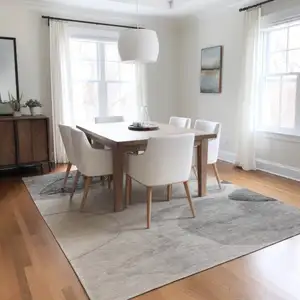 Photo of 3' X 5' Gray and Light Gray Abstract Washable Non Skid Indoor Outdoor Area Rug