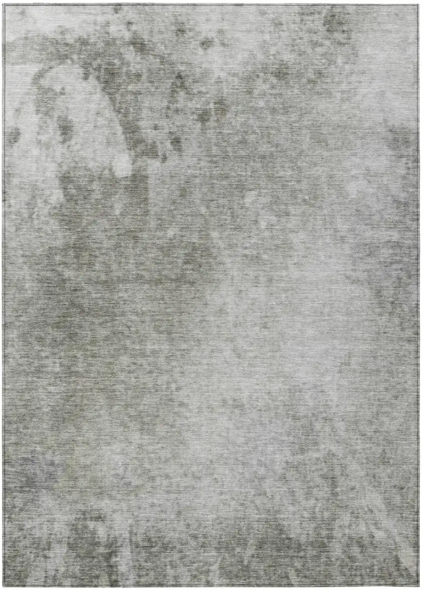 Gray and Off White Abstract Washable Non Skid Indoor Outdoor Area Rug Photo 2