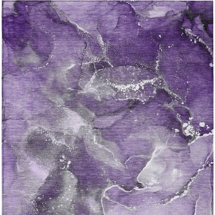 Gray and Purple Abstract Washable Non Skid Indoor Outdoor Area Rug Photo 7