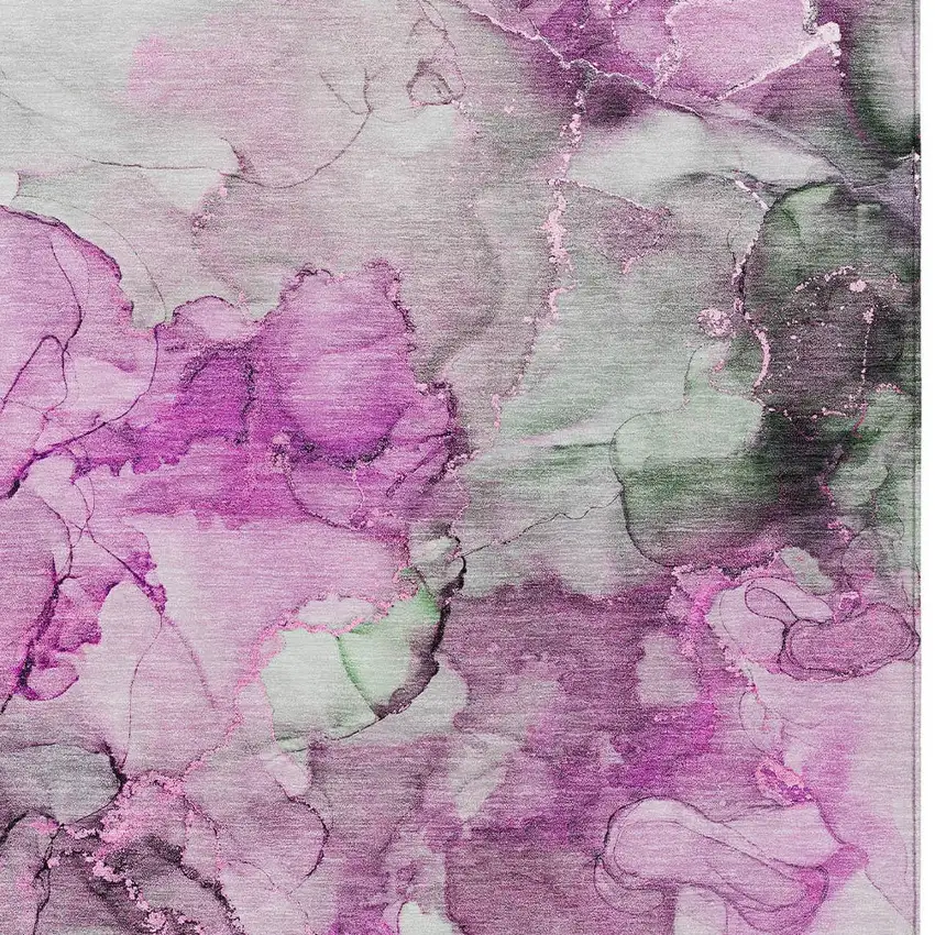 3' X 4' Gray and Purple Abstract Washable Non Skid Indoor Outdoor Area Rug Photo 6