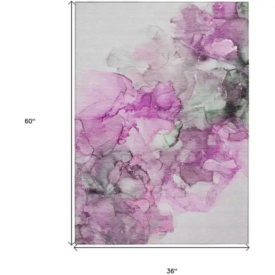 Gray and Purple Abstract Washable Non Skid Indoor Outdoor Area Rug Photo 7