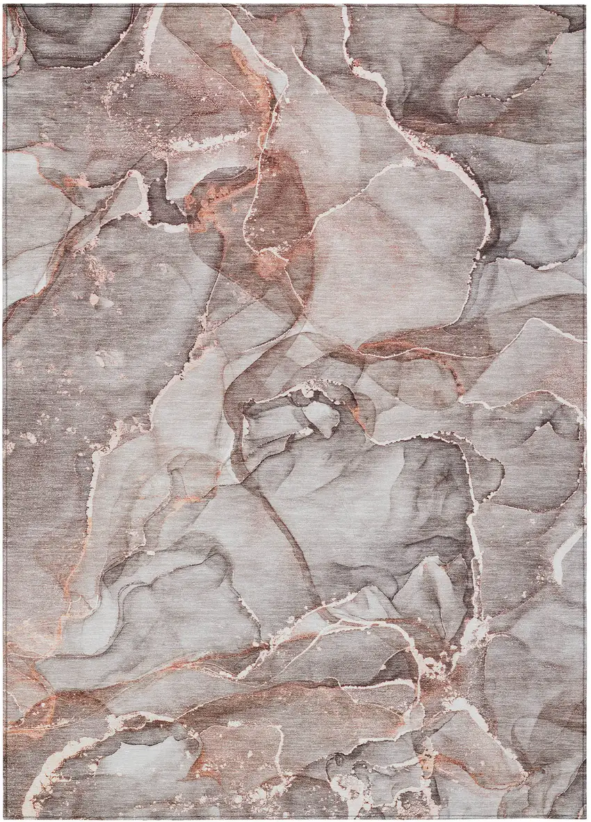 3' X 5' Gray and Red Abstract Washable Non Skid Indoor Outdoor Area Rug Photo 2