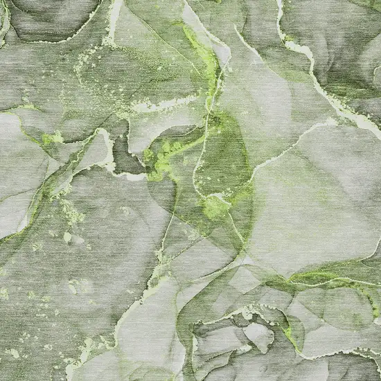 Green Abstract Washable Non Skid Indoor Outdoor Area Rug Photo 6