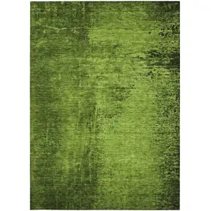 Photo of 3' X 4' Green Abstract Washable Non Skid Indoor Outdoor Area Rug