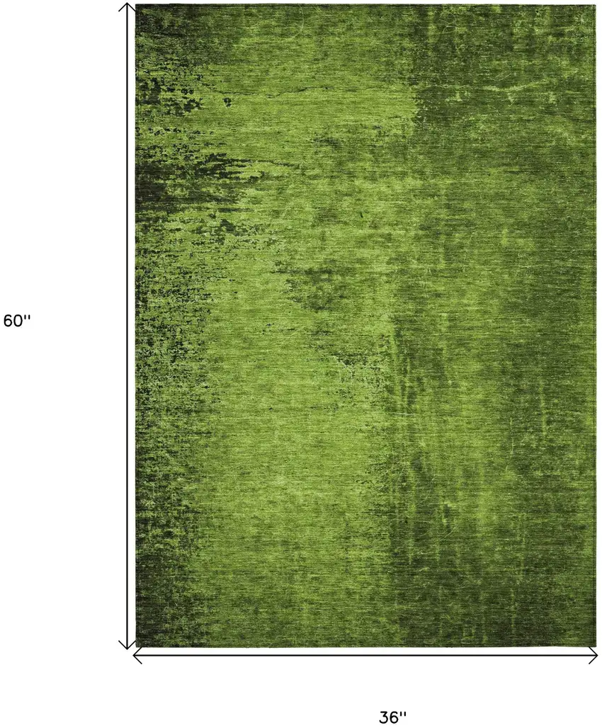 Green Abstract Washable Non Skid Indoor Outdoor Area Rug Photo 3