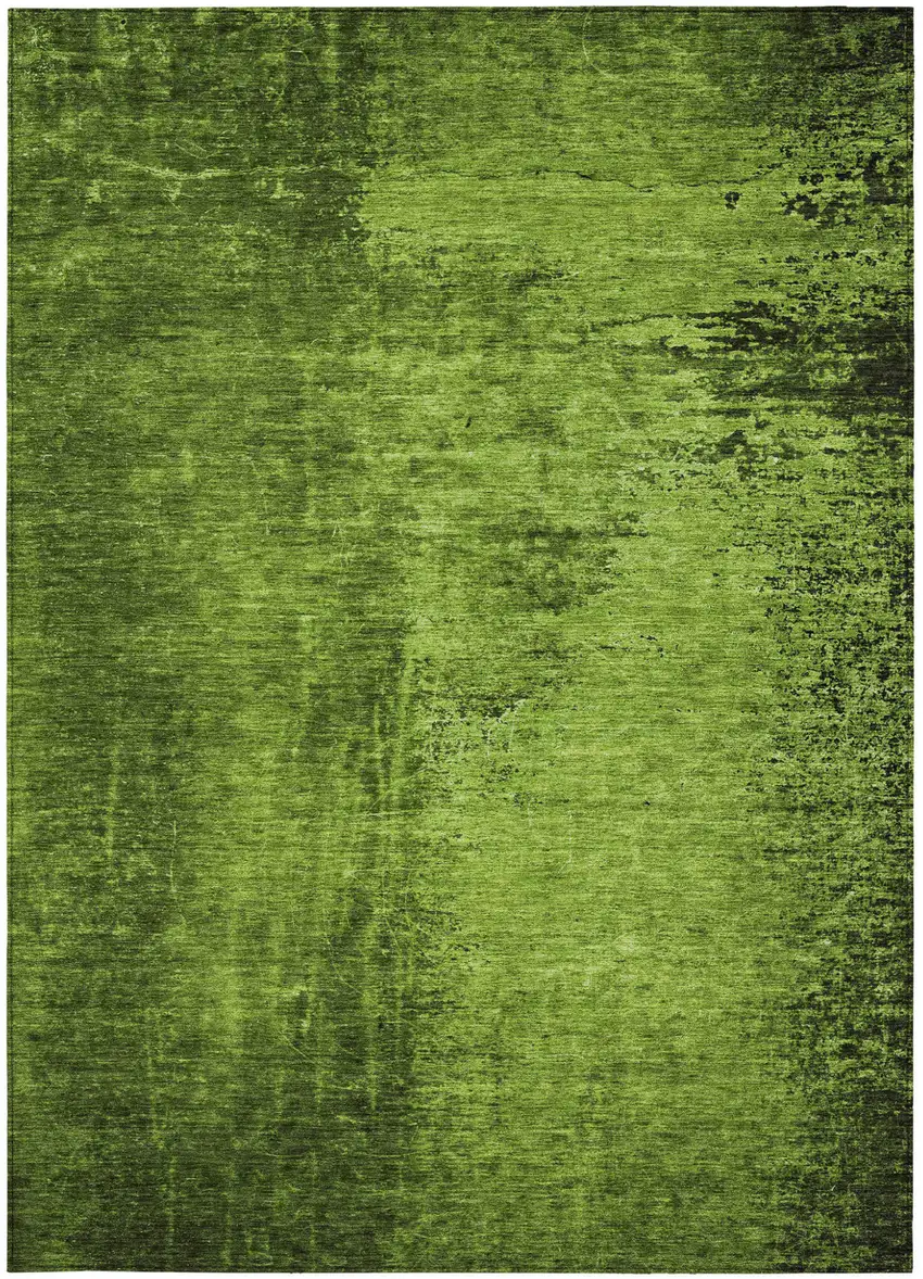 Green Abstract Washable Non Skid Indoor Outdoor Area Rug Photo 5