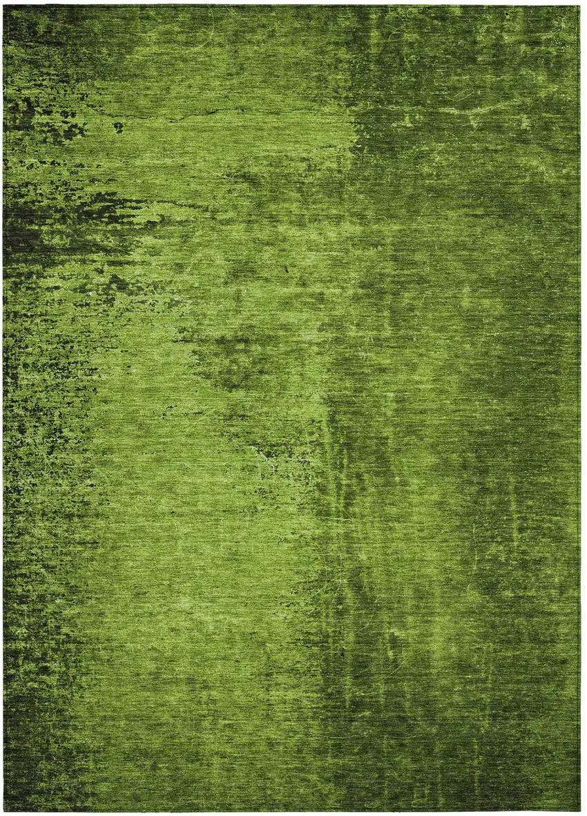 Green Abstract Washable Non Skid Indoor Outdoor Area Rug Photo 2
