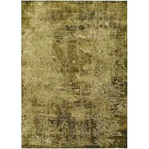 Photo of 3' X 5' Green Abstract Washable Non Skid Indoor Outdoor Area Rug