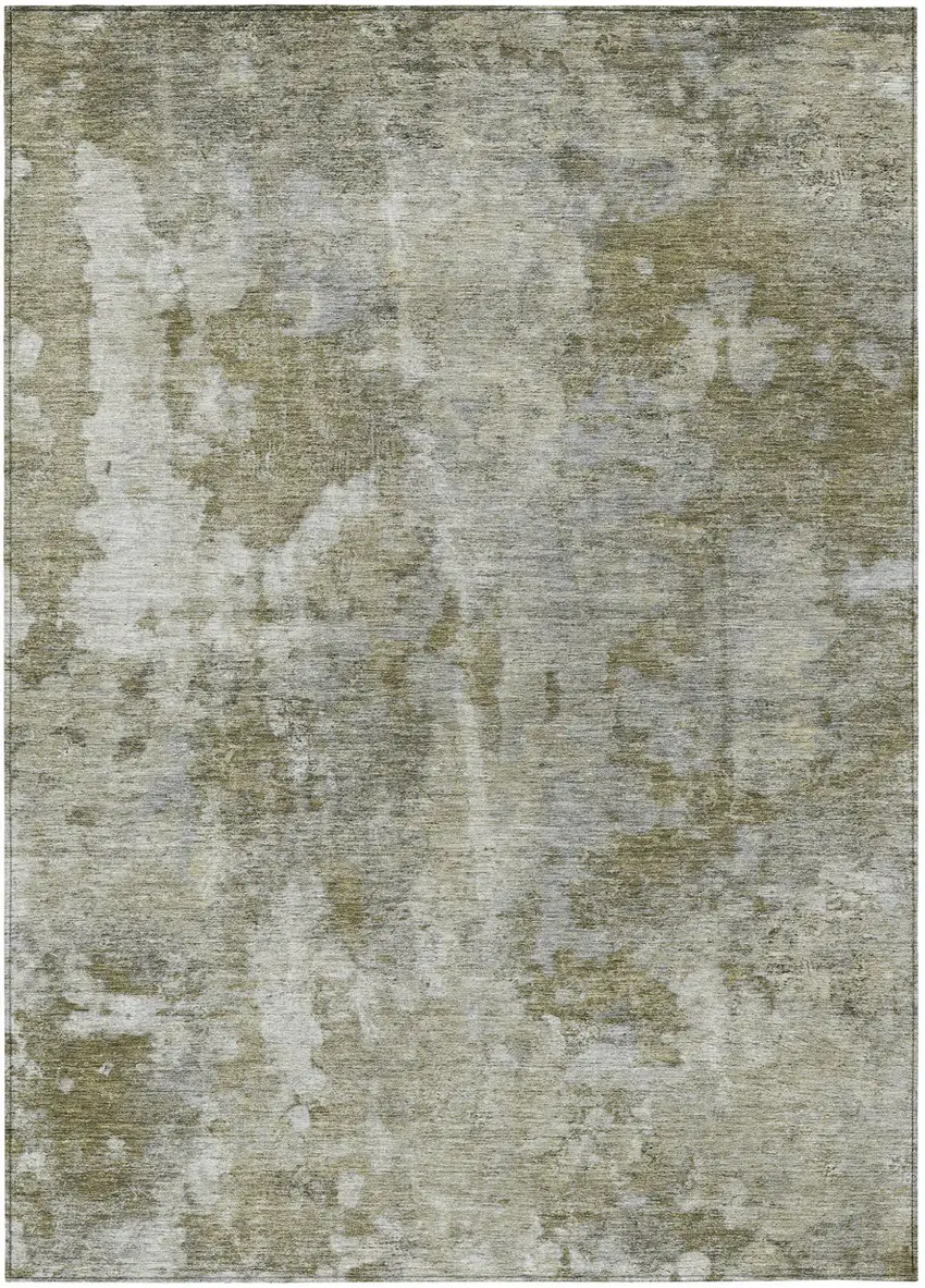 Green Abstract Washable Non Skid Indoor Outdoor Area Rug Photo 2