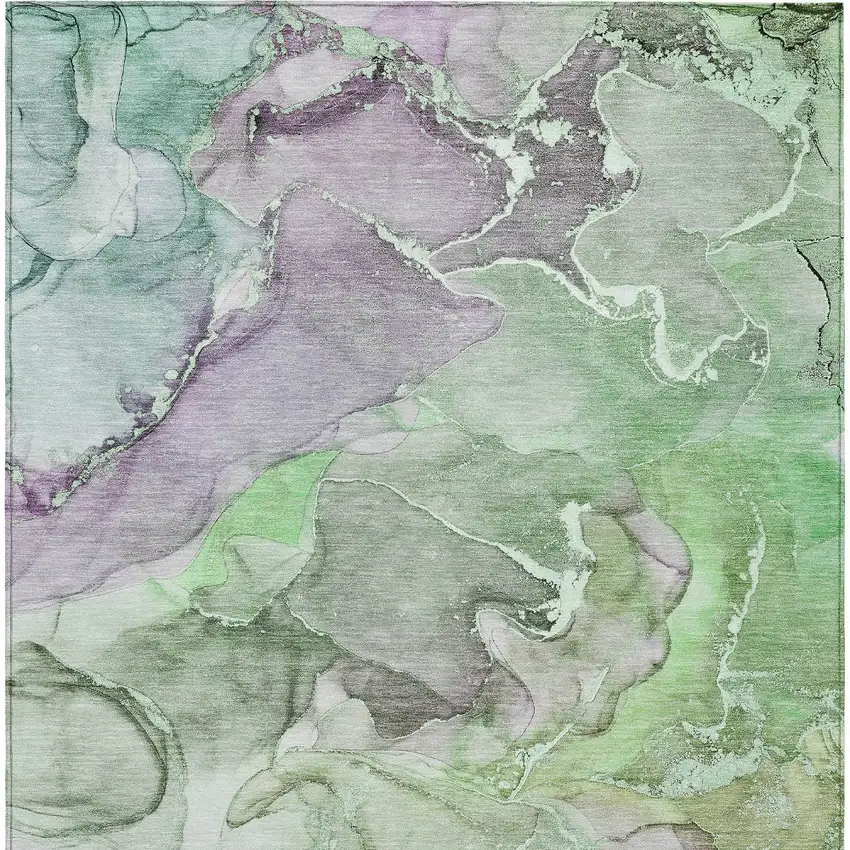 3' X 5' Green Abstract Washable Non Skid Indoor Outdoor Area Rug Photo 7