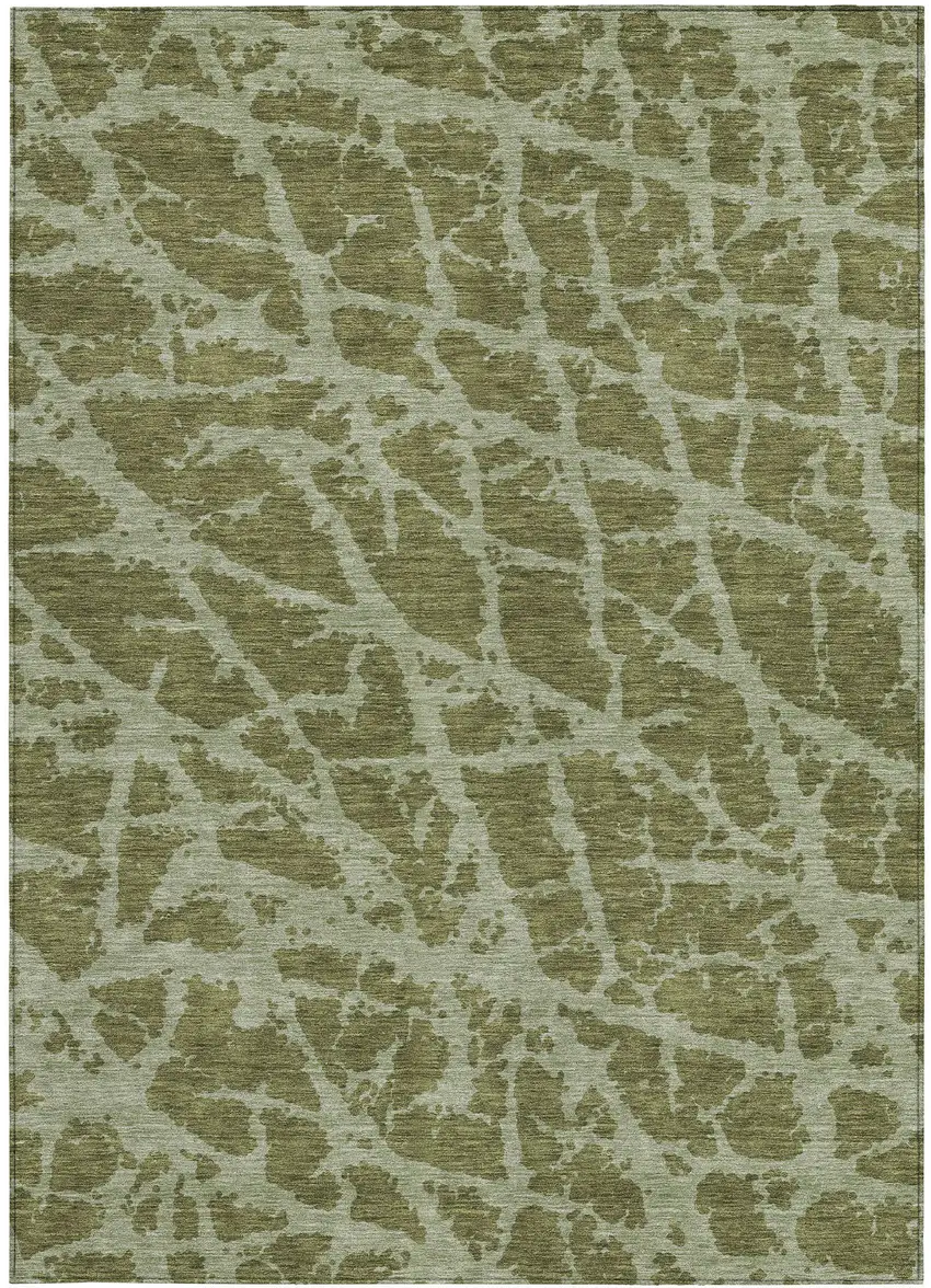3' X 4' Green Abstract Washable Non Skid Indoor Outdoor Area Rug Photo 7