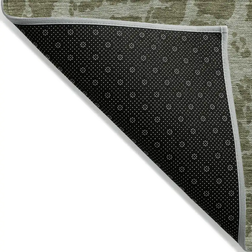 Green Abstract Washable Non Skid Indoor Outdoor Area Rug Photo 4