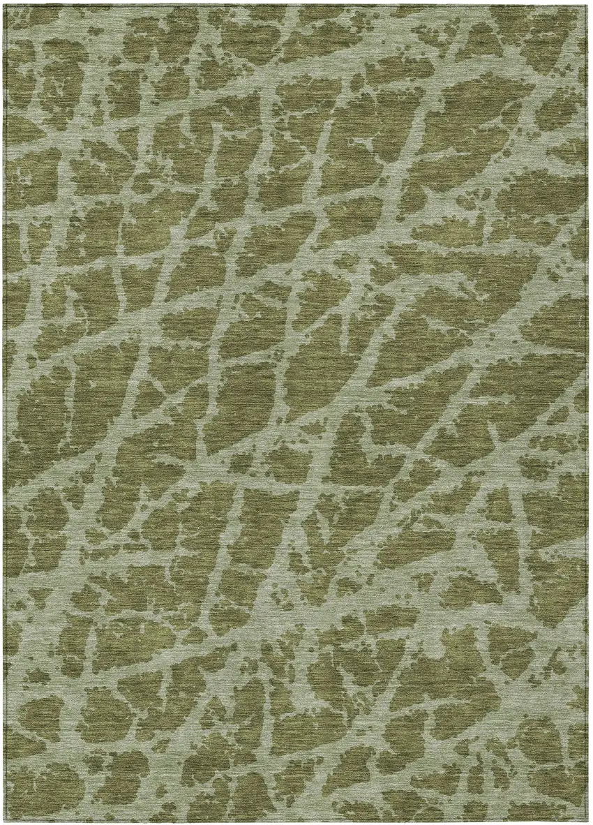 3' X 5' Green Abstract Washable Non Skid Indoor Outdoor Area Rug Photo 2
