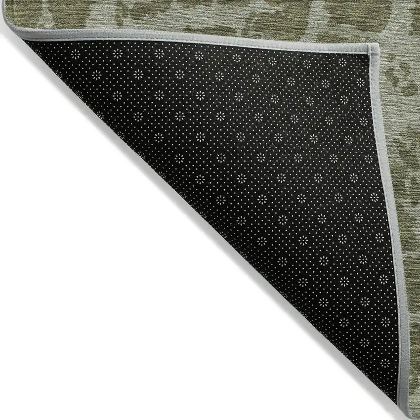3' X 5' Green Abstract Washable Non Skid Indoor Outdoor Area Rug Photo 4