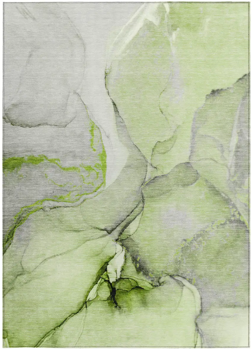 3' X 4' Green Abstract Washable Non Skid Indoor Outdoor Area Rug Photo 7