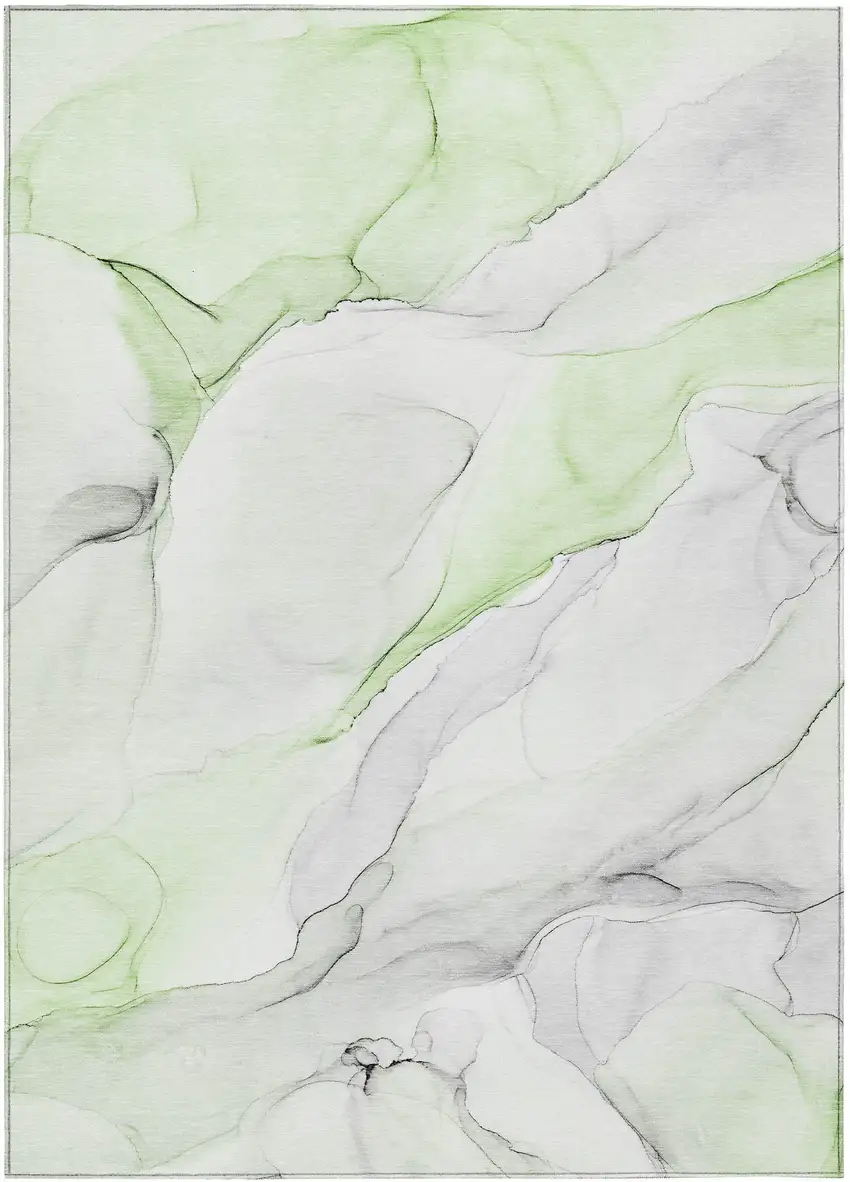Green Abstract Washable Non Skid Indoor Outdoor Area Rug Photo 2