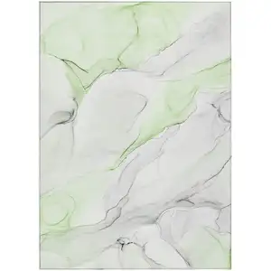Photo of 3' X 5' Green Abstract Washable Non Skid Indoor Outdoor Area Rug
