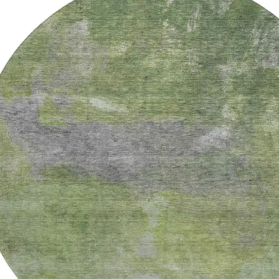 8' X 8' Green And Gray Abstract Washable Round Rug With UV Protection Photo 2