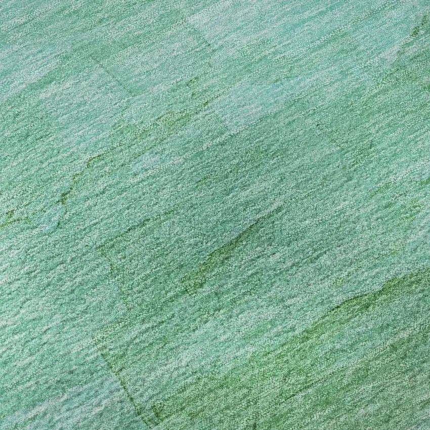 8' X 8' Green And Teal Striped Washable Round Rug With UV Protection Photo 8