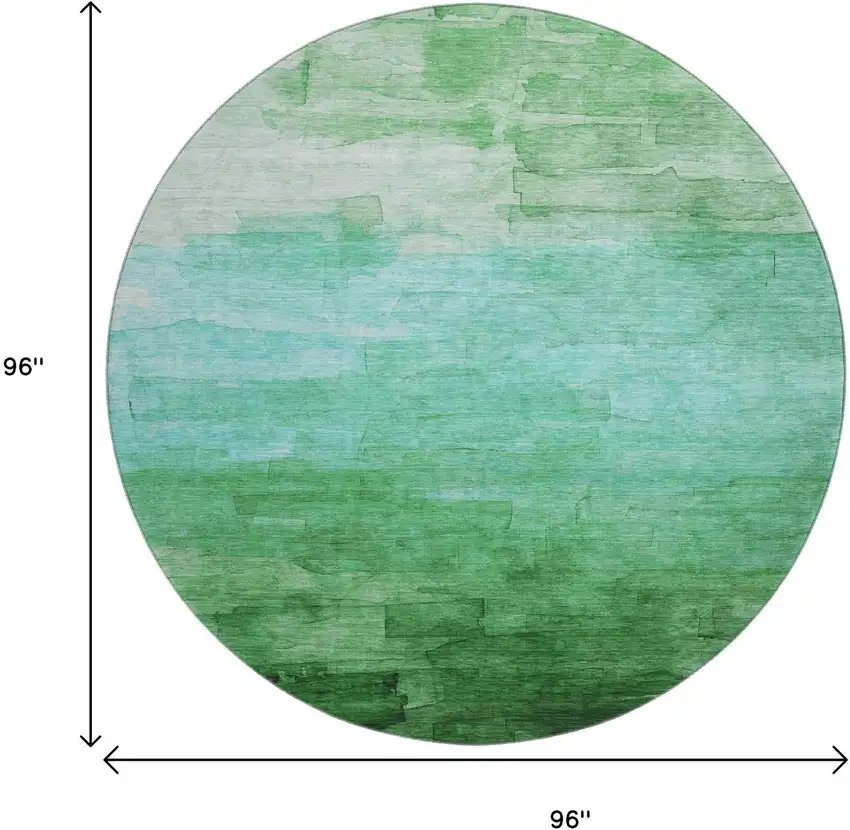 8' X 8' Green And Teal Striped Washable Round Rug With UV Protection Photo 9