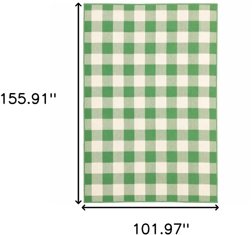 9' X 13' Green Geometric Stain Resistant Indoor Outdoor Area Rug Photo 6