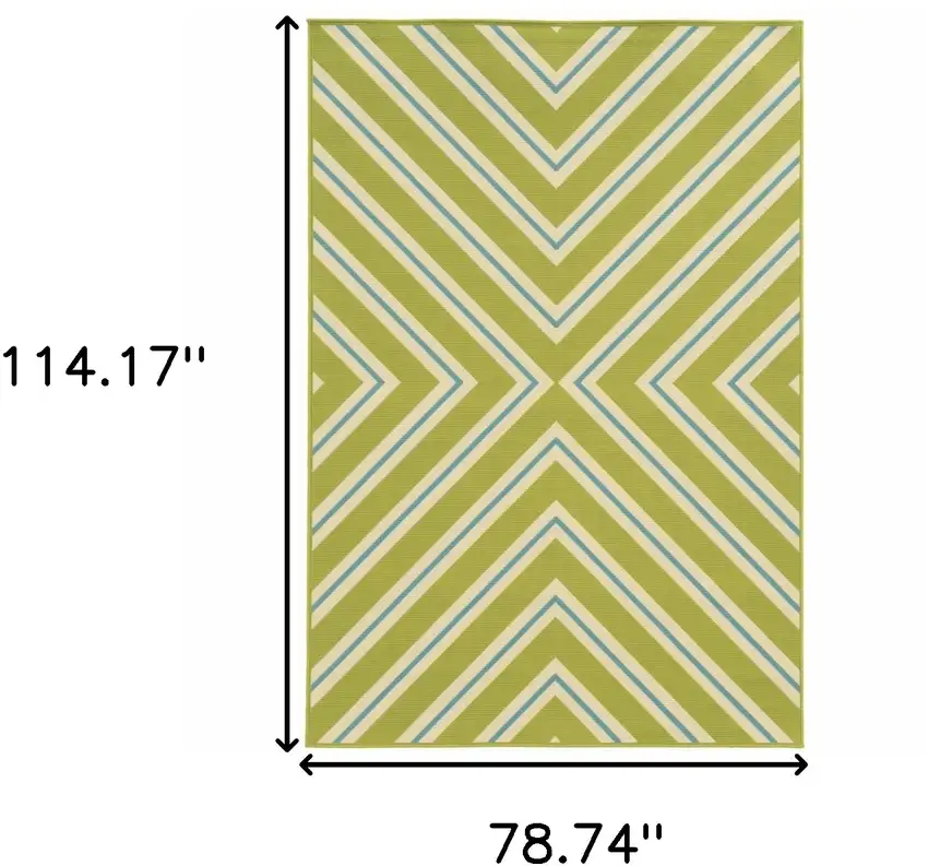 6' X 9' Green Geometric Stain Resistant Indoor Outdoor Area Rug Photo 5