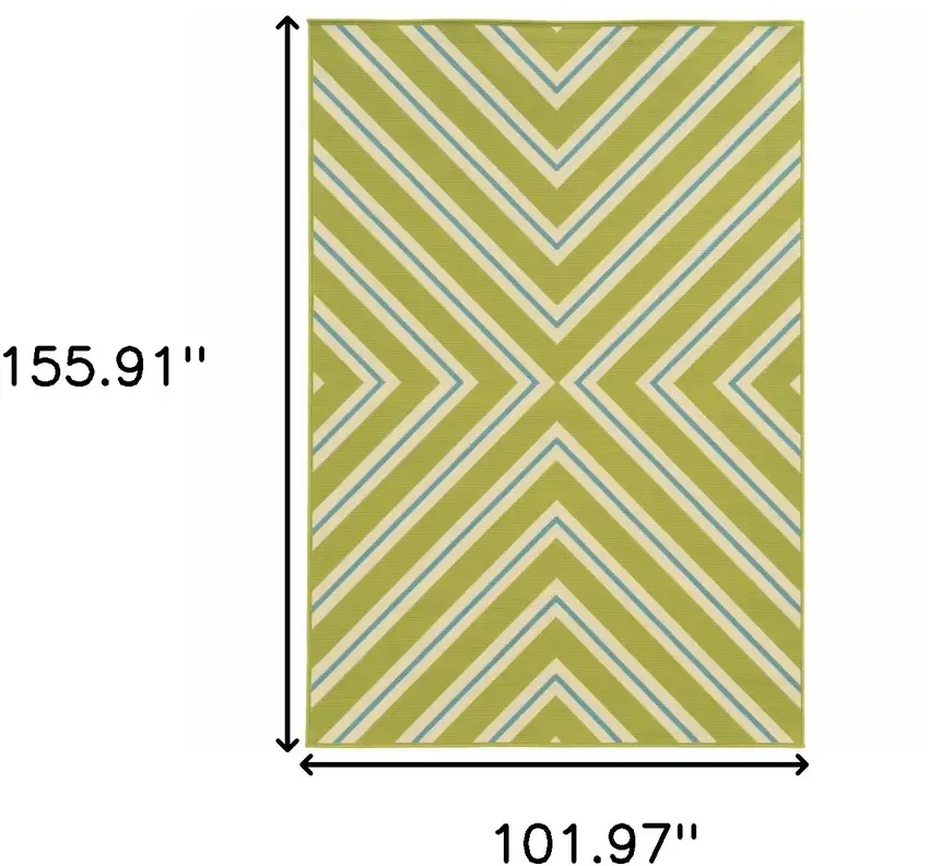 9' X 13' Green Geometric Stain Resistant Indoor Outdoor Area Rug Photo 5