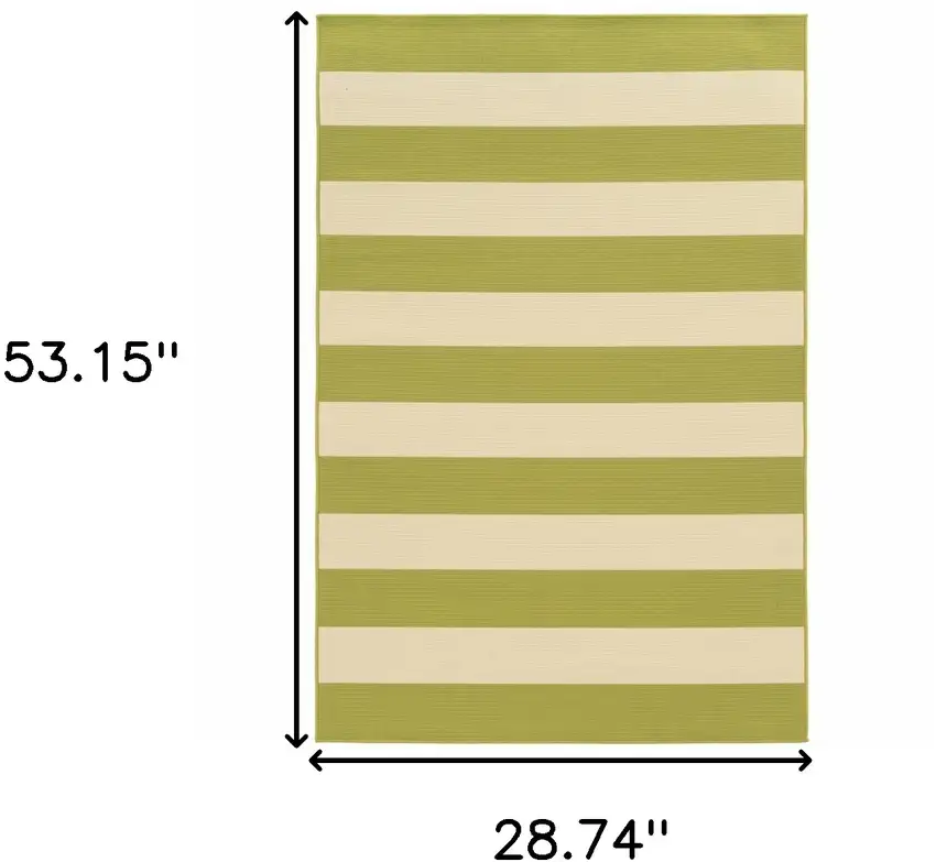 3' X 5' Green Geometric Stain Resistant Indoor Outdoor Area Rug Photo 5