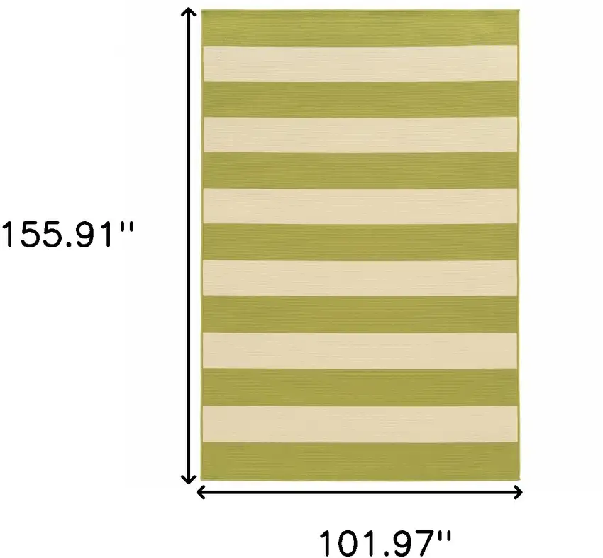 9' X 13' Green Geometric Stain Resistant Indoor Outdoor Area Rug Photo 5