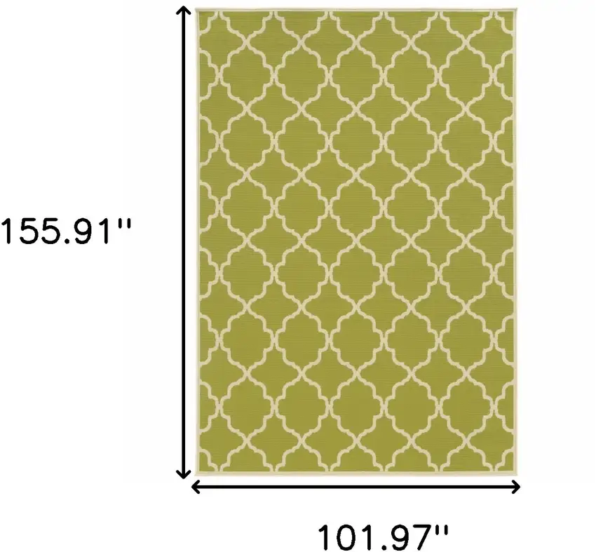 9' X 13' Green Geometric Stain Resistant Indoor Outdoor Area Rug Photo 5