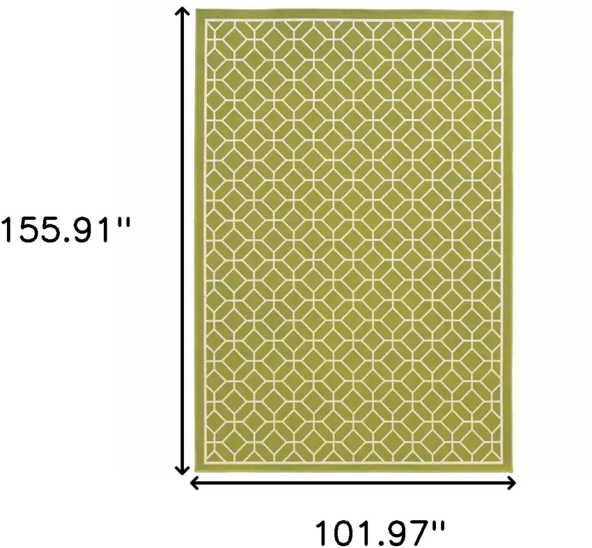 9' X 13' Green Geometric Stain Resistant Indoor Outdoor Area Rug Photo 5