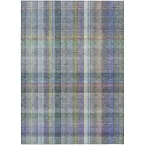 Photo of 3' X 5' Green Plaid Washable Non Skid Indoor Outdoor Area Rug