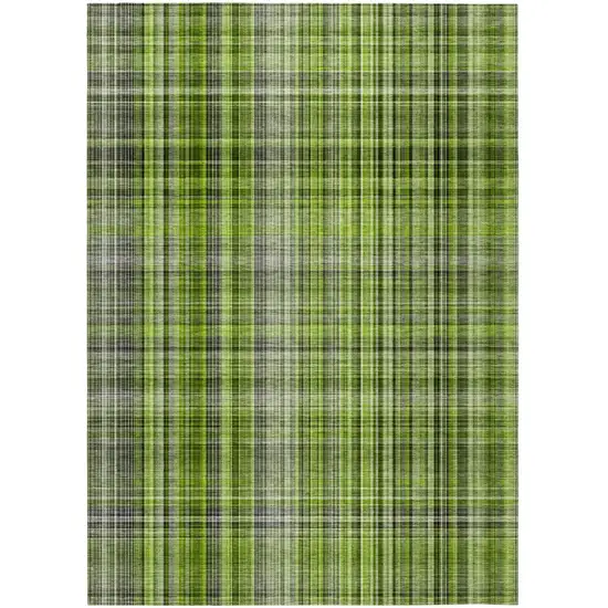 3' X 4' Green Plaid Washable Non Skid Indoor Outdoor Area Rug Photo 2