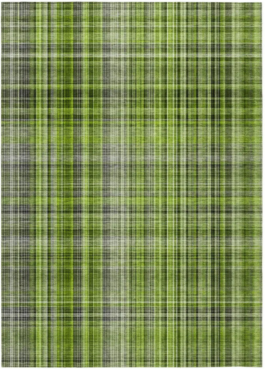 3' X 4' Green Plaid Washable Non Skid Indoor Outdoor Area Rug Photo 2
