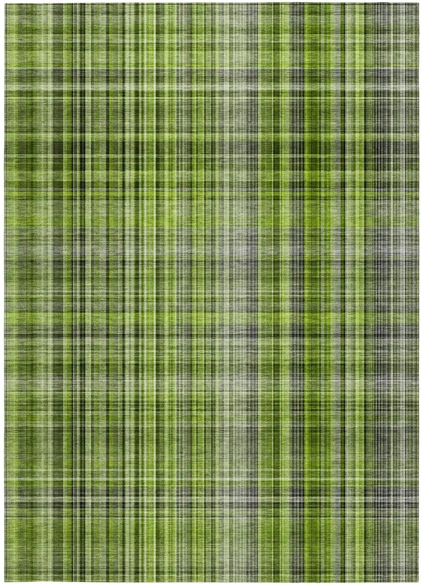 3' X 5' Green Plaid Washable Non Skid Indoor Outdoor Area Rug Photo 5