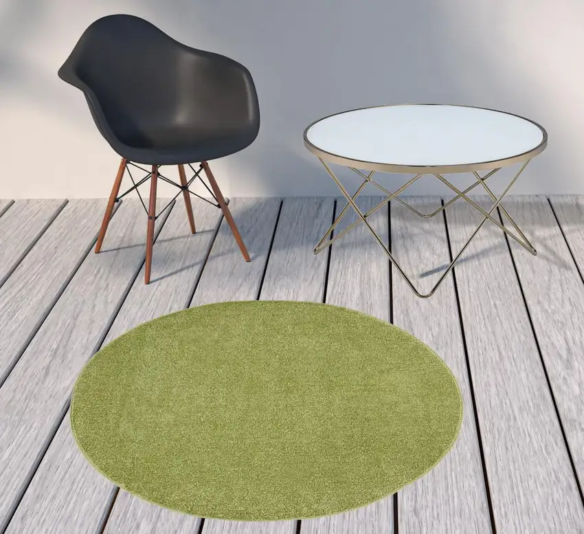 4' X 4' Green Round Non Skid Indoor Outdoor Area Rug Photo 2