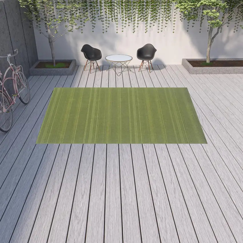 9' X 13' Green Stain Resistant Indoor Outdoor Area Rug Photo 2
