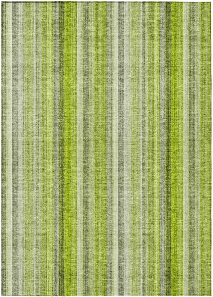 3' X 4' Green Striped Washable Non Skid Indoor Outdoor Area Rug Photo 2