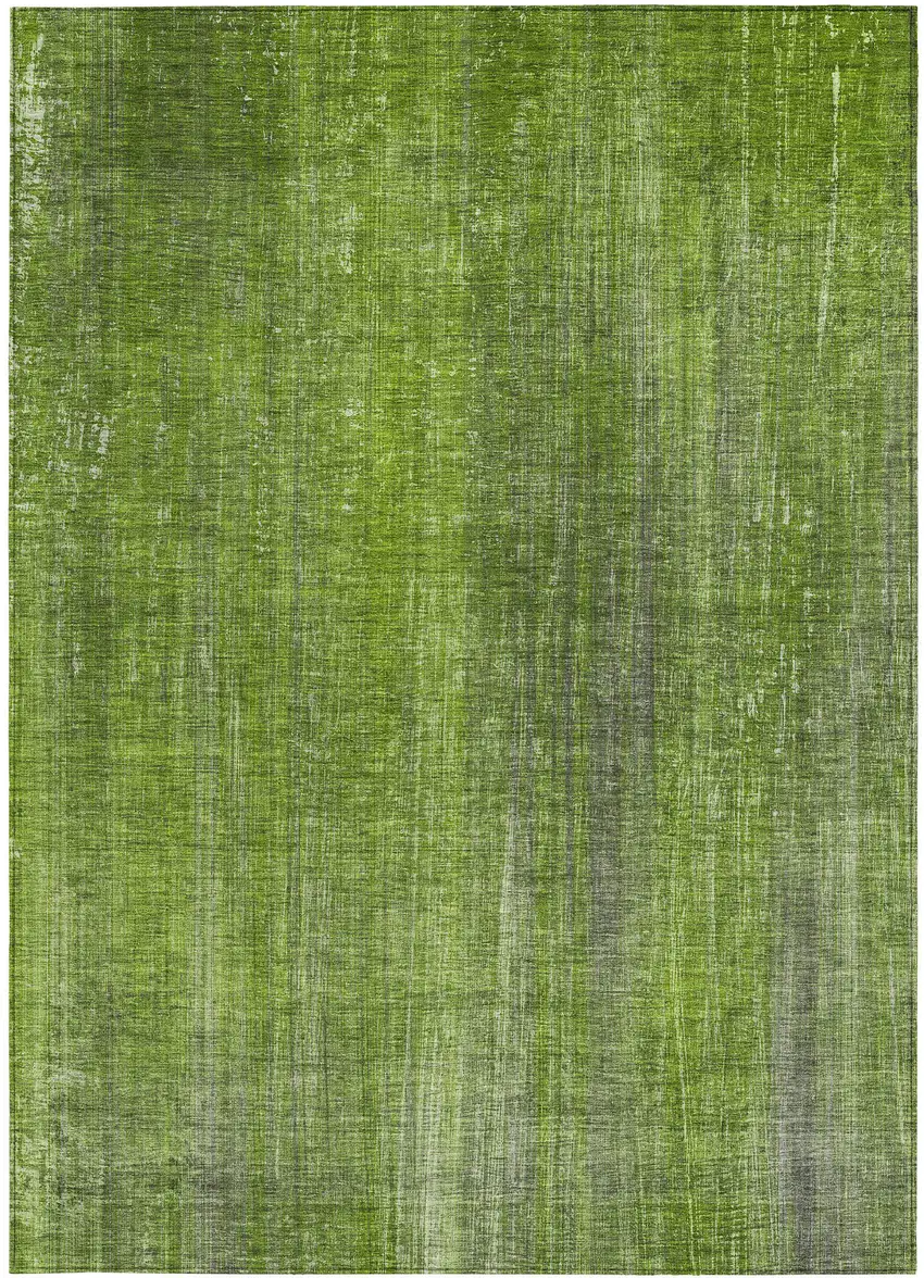 3' X 4' Green Striped Washable Non Skid Indoor Outdoor Area Rug Photo 5