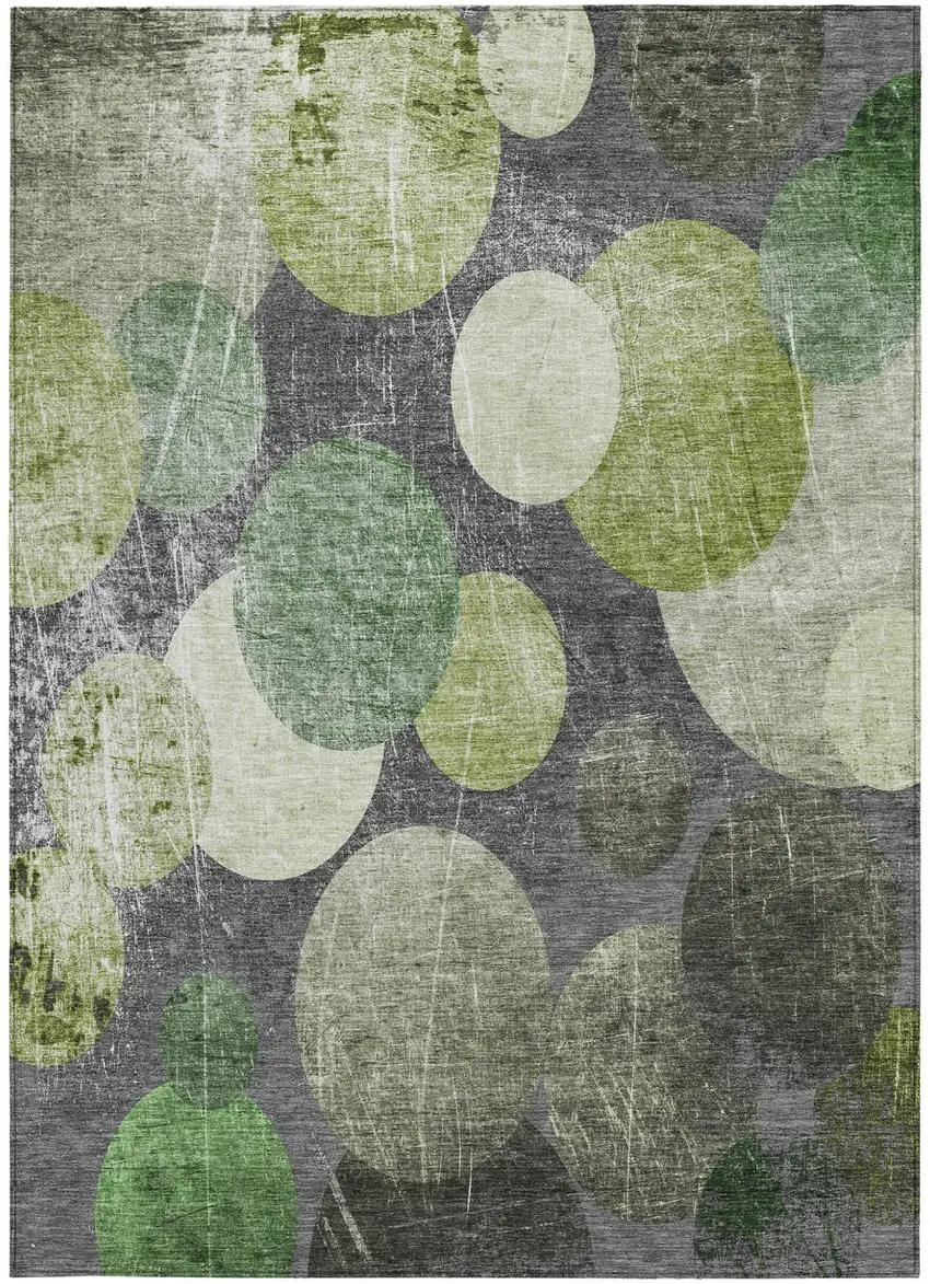 Green and Gray Abstract Washable Non Skid Indoor Outdoor Area Rug Photo 5