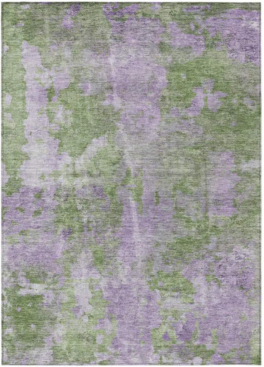 Green and Purple Abstract Washable Non Skid Indoor Outdoor Area Rug Photo 2