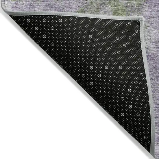 Green and Purple Abstract Washable Non Skid Indoor Outdoor Area Rug Photo 5