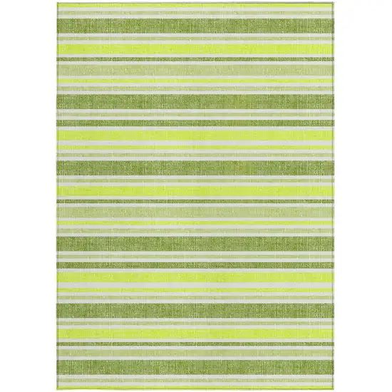 3' X 5' Green and Yellow Striped Washable Non Skid Indoor Outdoor Area Rug Photo 4