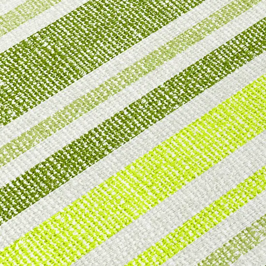 Green and Yellow Striped Washable Non Skid Indoor Outdoor Area Rug Photo 8