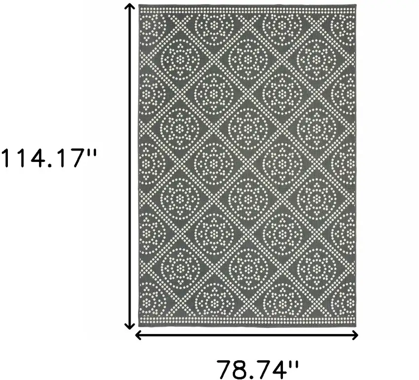 6' X 9' Grey Geometric Stain Resistant Indoor Outdoor Area Rug Photo 5