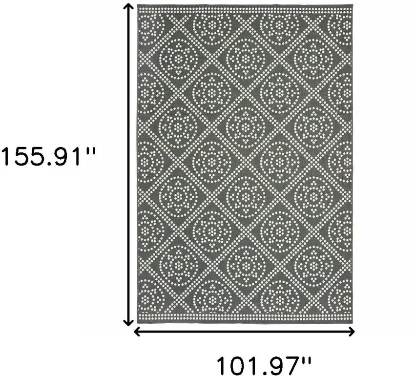 9' X 13' Grey Geometric Stain Resistant Indoor Outdoor Area Rug Photo 5