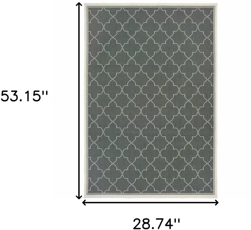 3' X 5' Grey Geometric Stain Resistant Indoor Outdoor Area Rug Photo 5