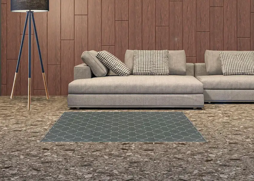 3' X 5' Grey Geometric Stain Resistant Indoor Outdoor Area Rug Photo 2