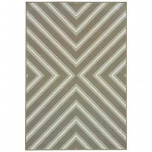 Photo of 9' X 13' Grey Geometric Stain Resistant Indoor Outdoor Area Rug